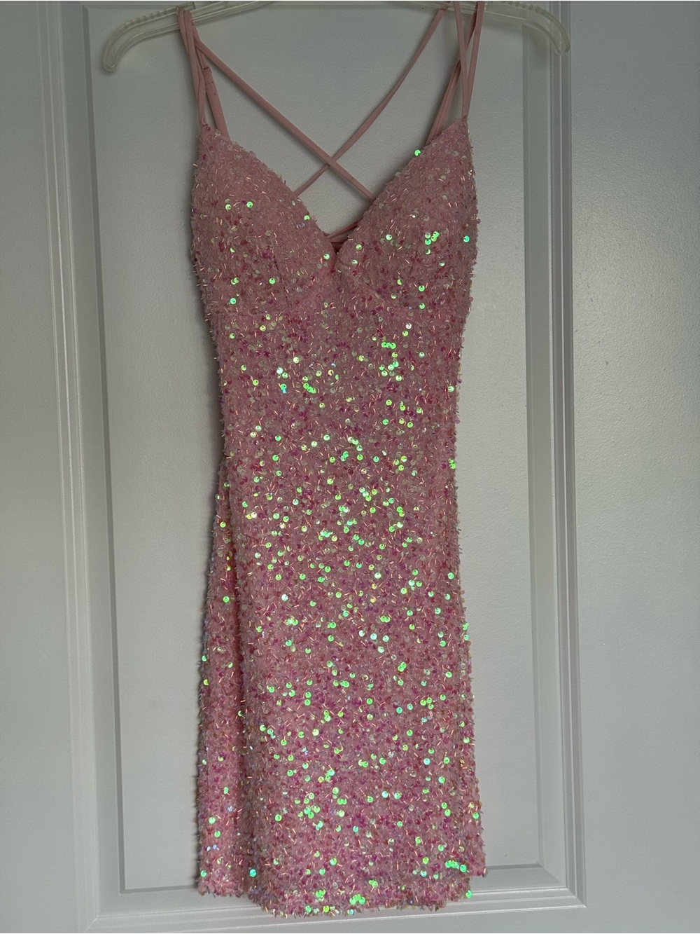 Windsor Pink Sequin Strappy Mini Dress
